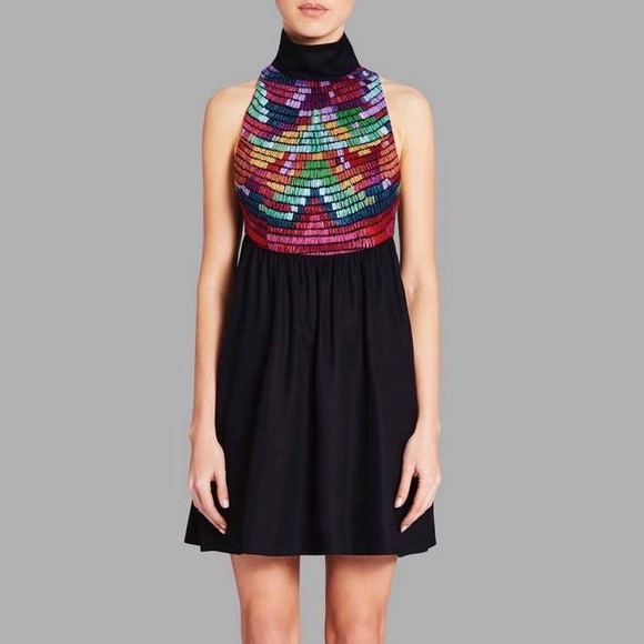 mara embroidered mini dress Jackie Sleeveless Floral Sequin Embroidered Mini Dress – Mara Blak main image 1